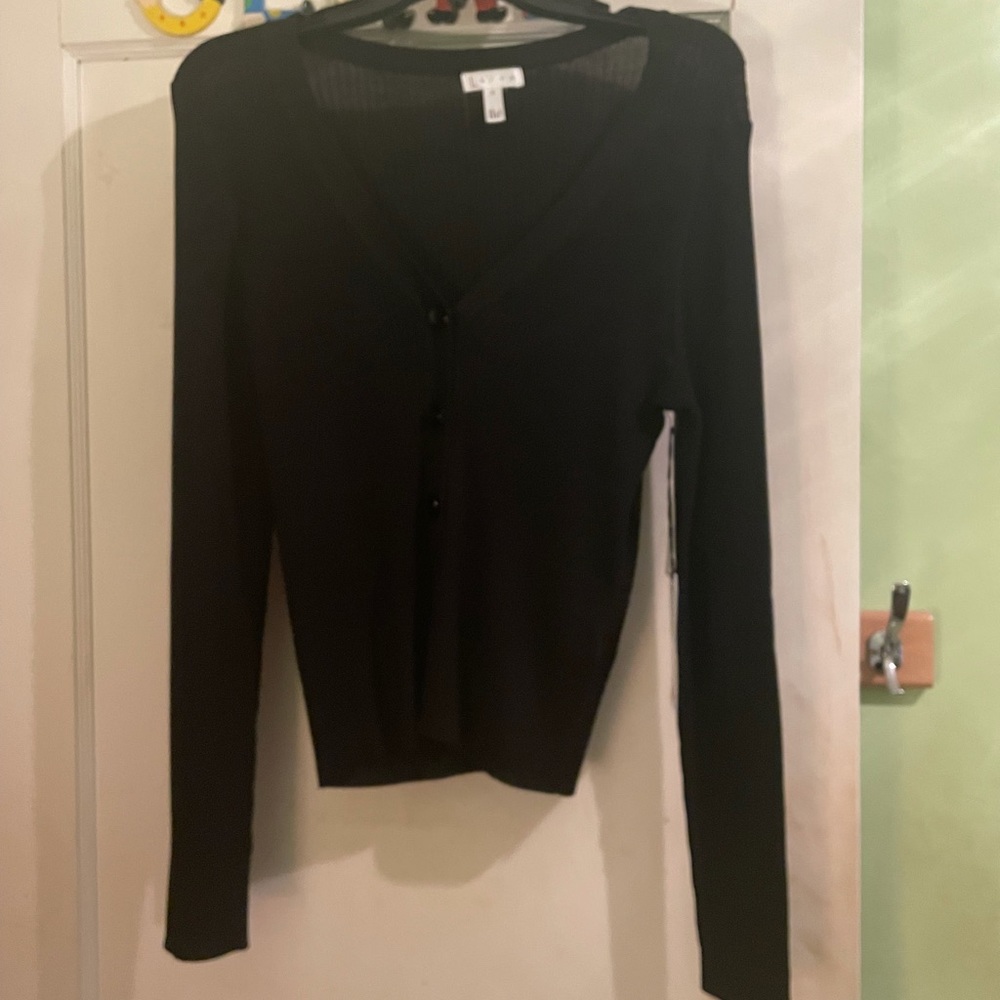 Leith Button Up Black Long Sleeve Top
